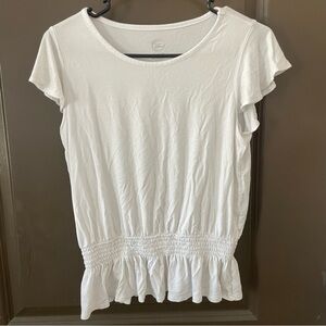 Wonder Nation White Cap Sleeve Ruffled Blouse